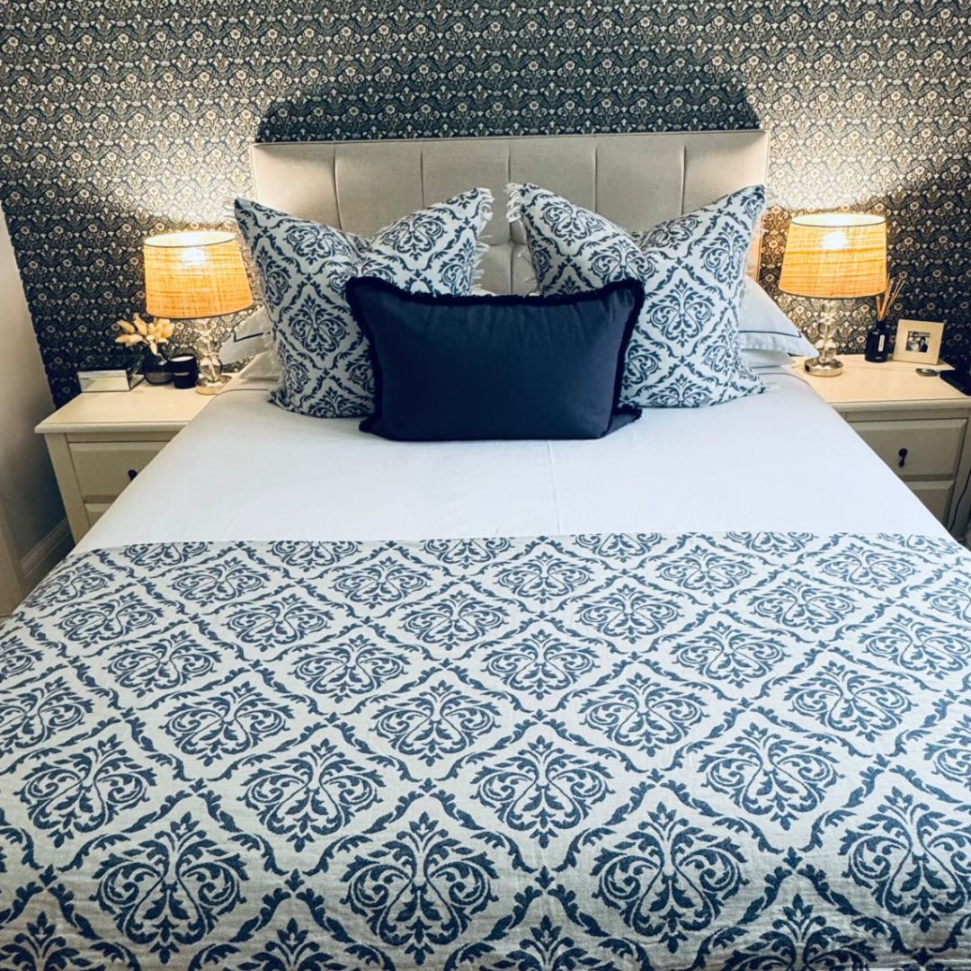 Baroque Navy Bed Throw