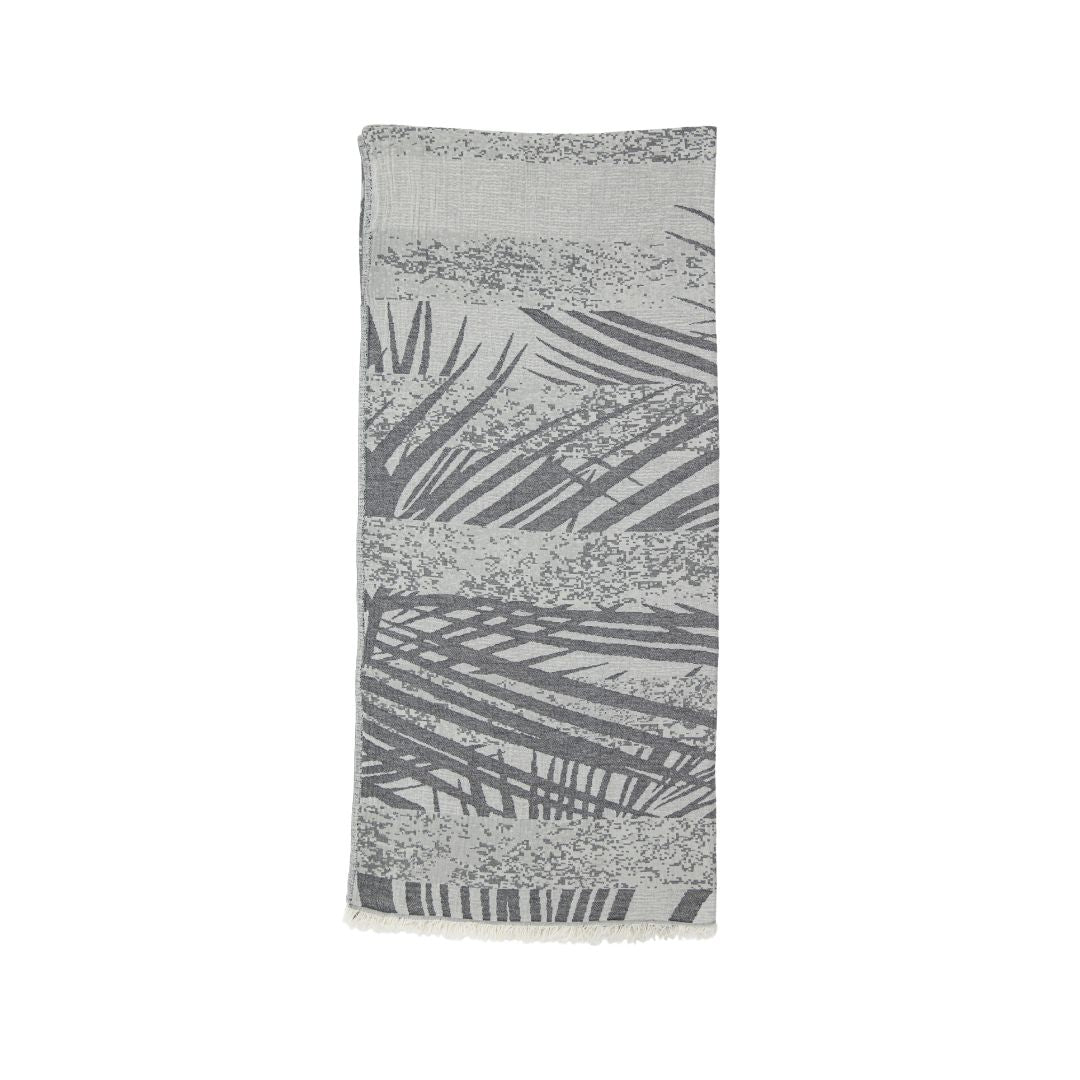 Palm Leaf Grey Bed Throw