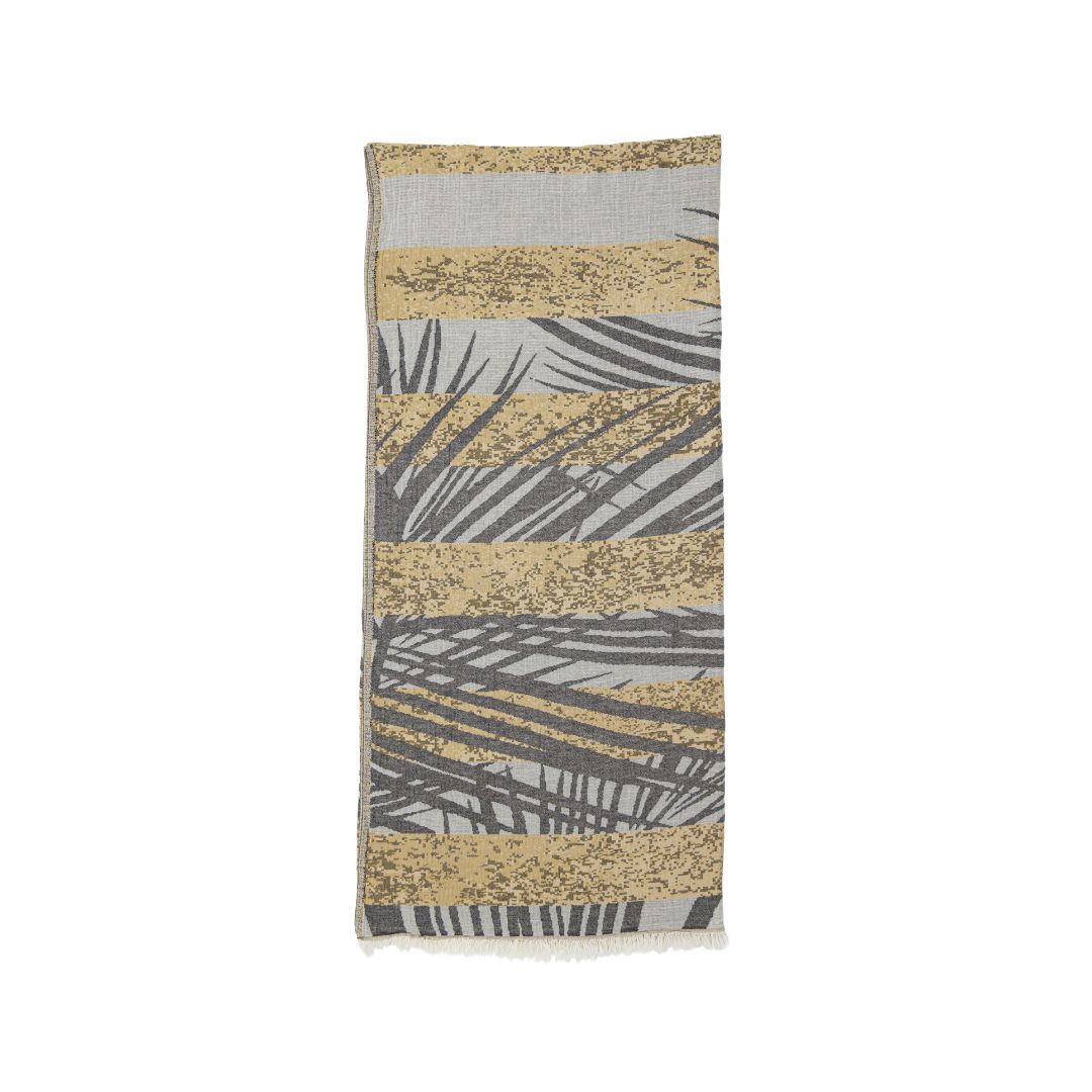 Palm Leaf Mustard Bed Throw