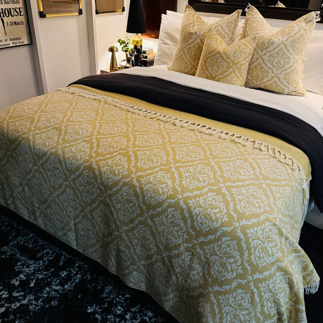 Baroque Mustard Bed Throw