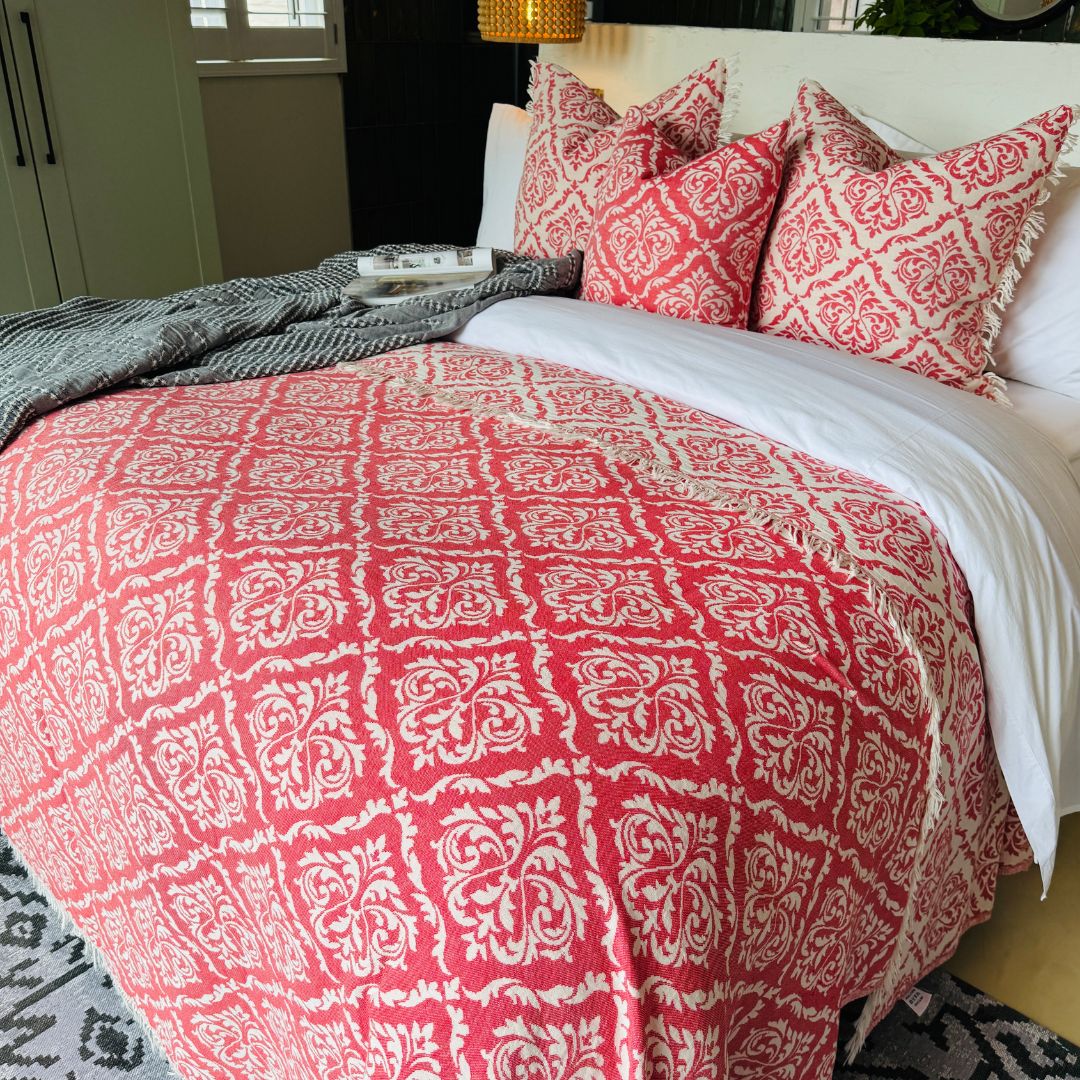 Baroque Red Bed Throw