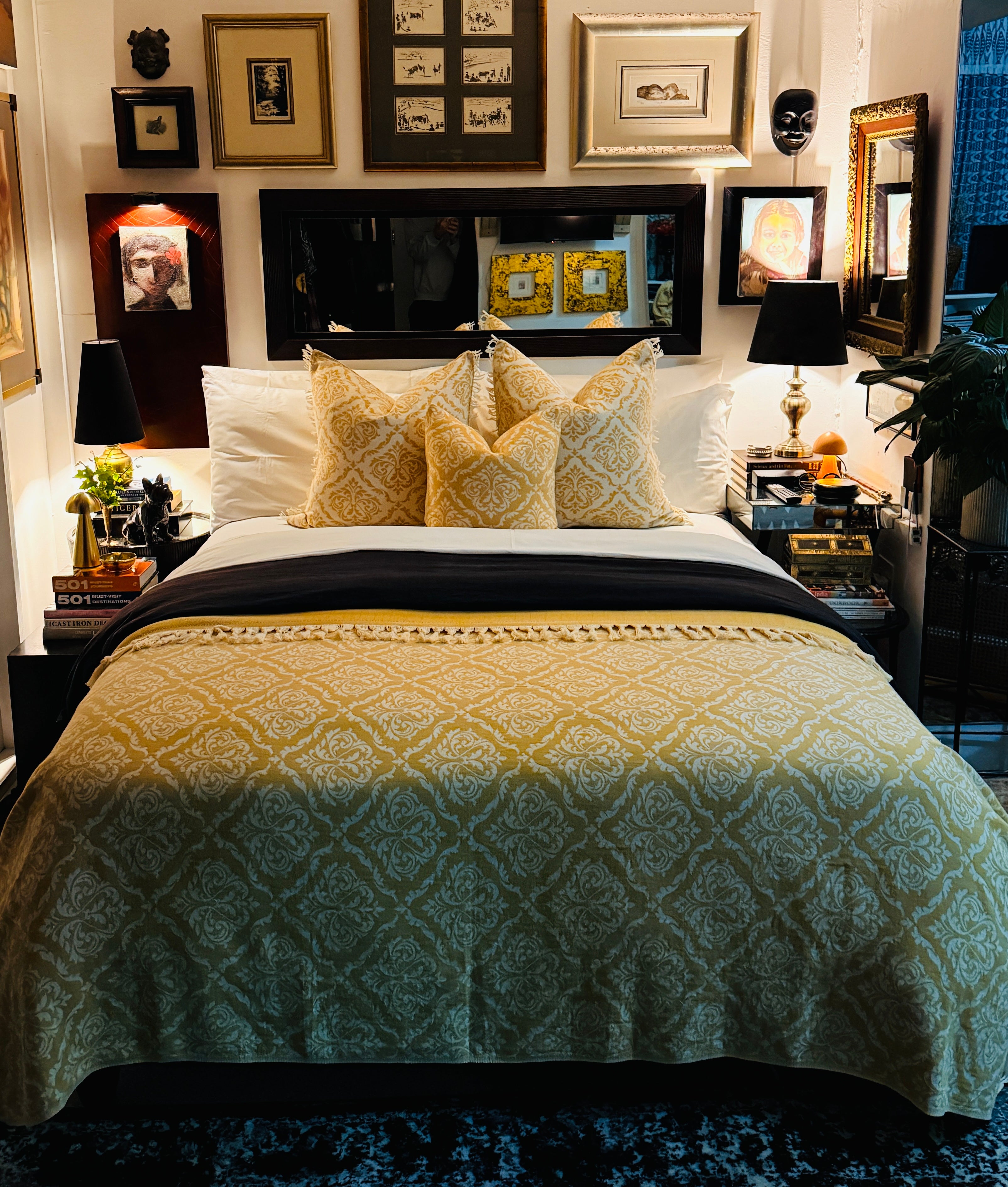 Baroque Mustard Bed Throw