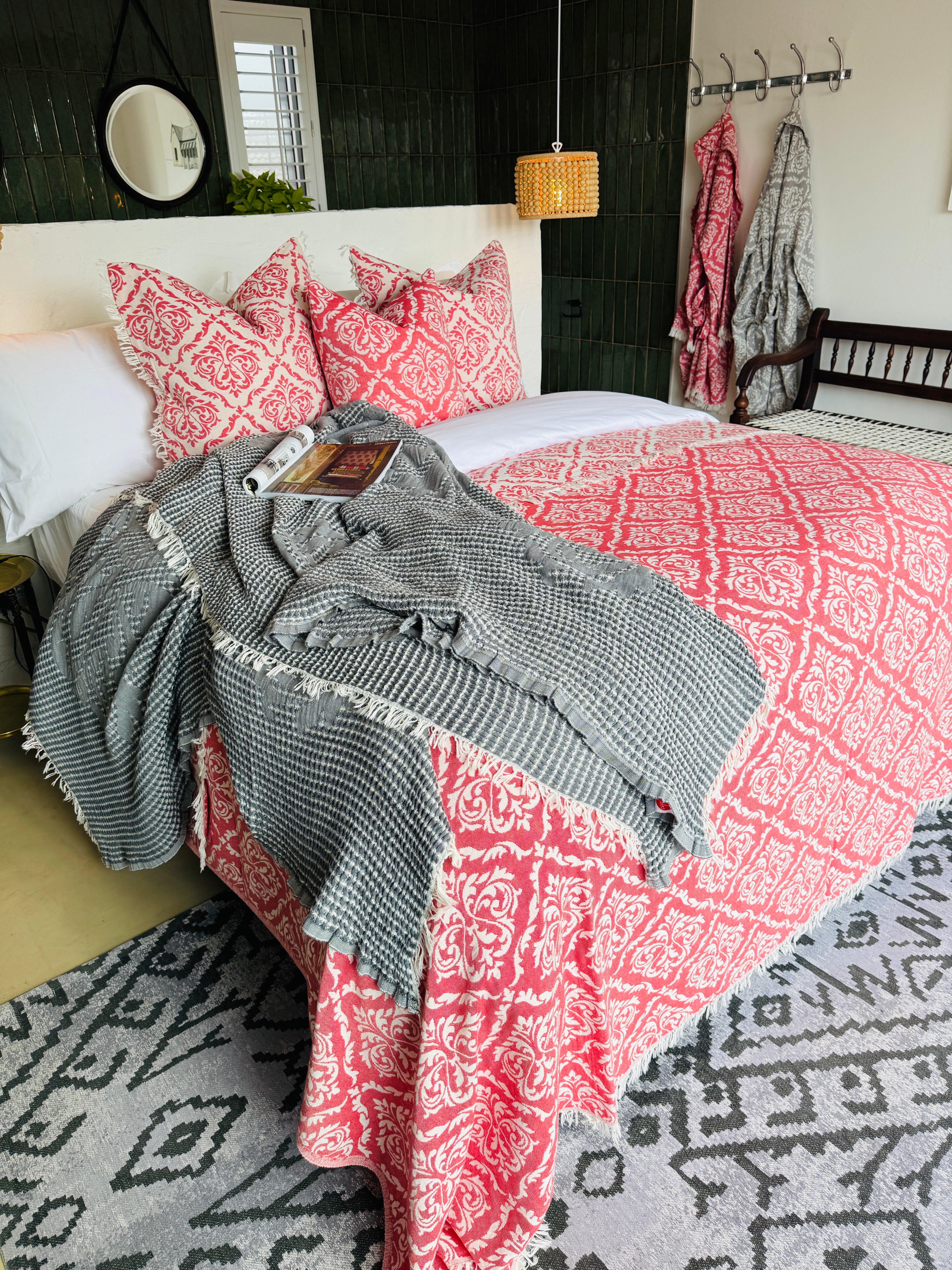 Baroque Red Bed Throw